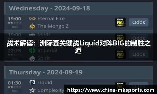 战术解读：洲际赛关键战Liquid对阵BIG的制胜之道